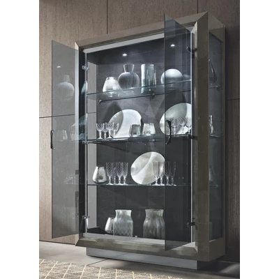 Elite Day 2-doors display cabinet - silver birch