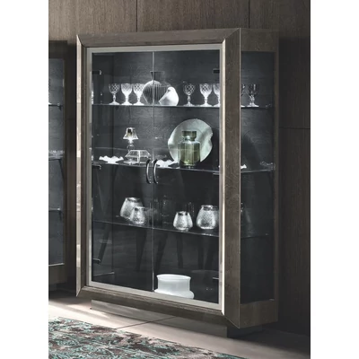 Elite Day 2-doors display cabinet - silver birch