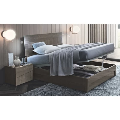 Tekno Double bedstead with bedding container - silver birch