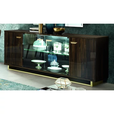 Volare Day 4-doors buffet chest of drawers with lighting - veined walnut