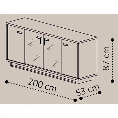 Volare Day 4-doors buffet chest of drawers with lighting - veined walnut