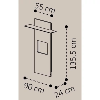 Volare Day TV wall panel with glass shelf and LED-light - veined walnut