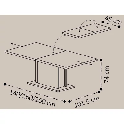 Volare Day Dining table 145x101.5 (+45 cm extendable) - veined walnut