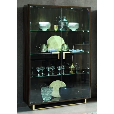 Volare Day 2-doors display cabinet with lighting - veined walnut