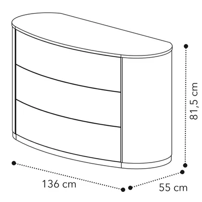 Maia ROUND Chest of drawers - silver birch