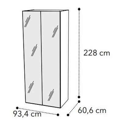 Smart 2-doors mirrored cabinet - veined walnut