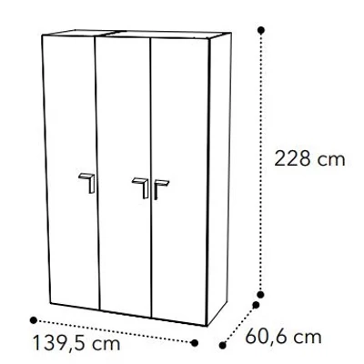 Smart 3-doors cabinet with VOLARE handle - white