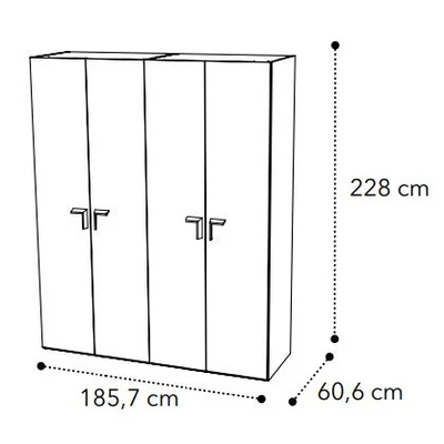 Smart 4-doors cabinet with VOLARE handle - veined walnut