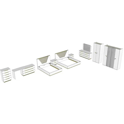 Smart Double bedstead with upholstered headboard - white