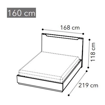 Smart Double bedstead with upholstered headboard - white