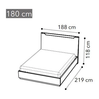 Smart Double bedstead with upholstered headboard - white