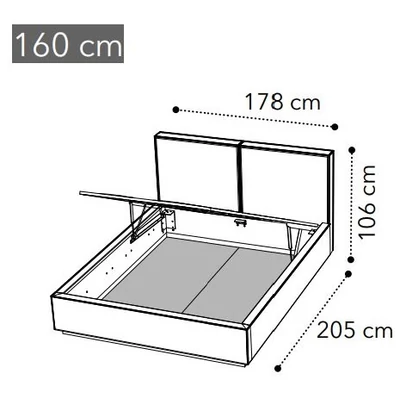 Smart CUBO Upholstered double bedstead with bedding container