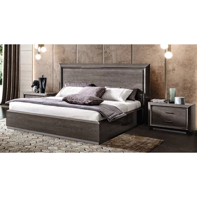 Elite franciaágy keret, fa fejvéggel - ezüst nyír