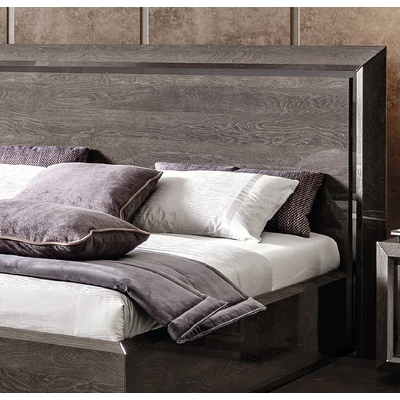 Elite Double bedstead with wooden headboard - silver birch