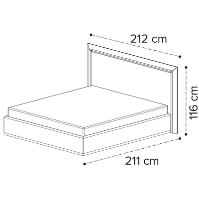 Elite Double bedstead with wooden headboard - silver birch
