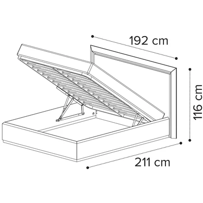 Elite Double bedstead with bedding container, with wooden headboard - silver birch