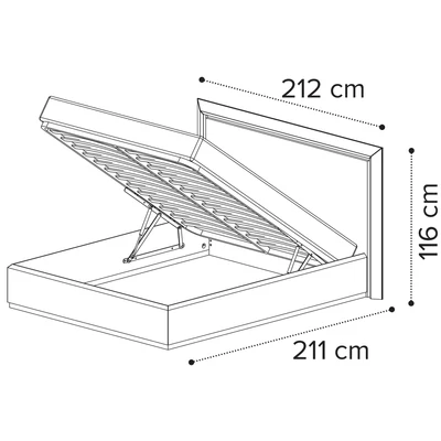 Elite Double bedstead with bedding container, with wooden headboard - silver birch
