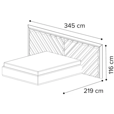 Elite Double bedstead with upholstered headboard - silver birch