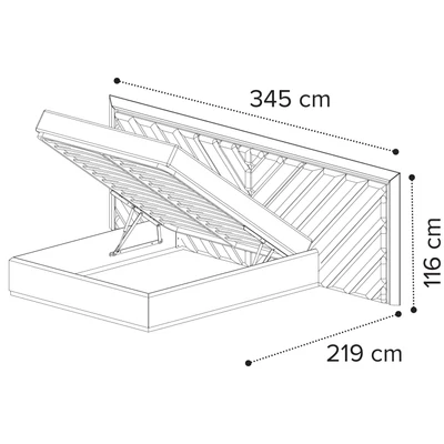 Elite Double bedstead with bedding container, with upholstered headboard - silver birch