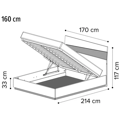 Alba Marmo Carrara Double bedstead with bedding container, with LED-light