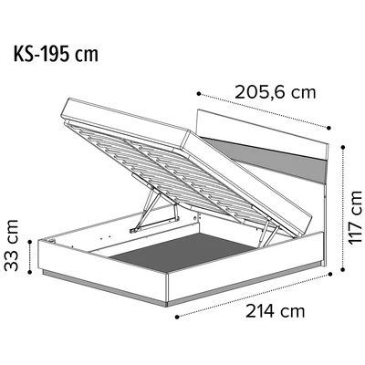 Alba Marmo Carrara Double bedstead with bedding container, with LED-light