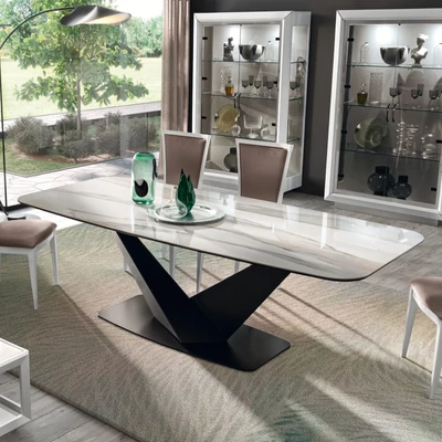 Antracit étkezőasztal kerámia asztallappal – CA Elite Day Krystal