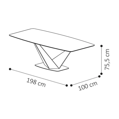 Sematikus ábra és méretek (198x100 cm-es változat)