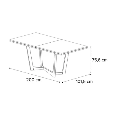 Sematikus ábra és méretek (200x101;5 cm-es változat)