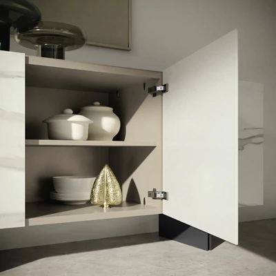 Bézs-antracit tálalószekrény kerámia ajtókkal; 3 ajtós – CA Zenith Day