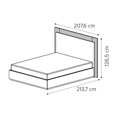 Sematikus ábra és méretek (180x200 cm-es változat)