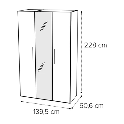 Sematikus ábra és méretek (3 ajtós változat)