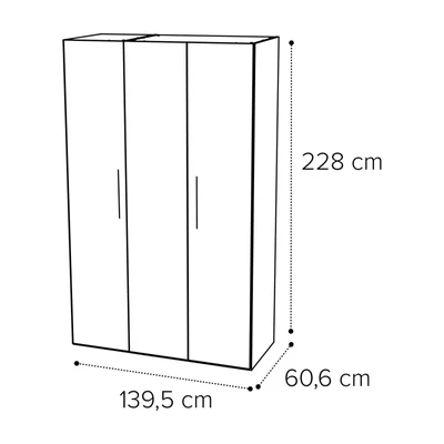 Sematikus ábra és méretek (3 ajtós változat)