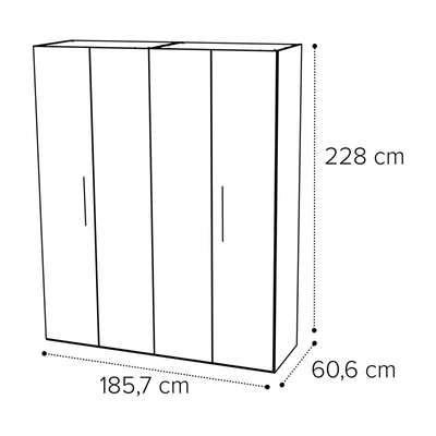 Sematikus ábra és méretek (4 ajtós változat)