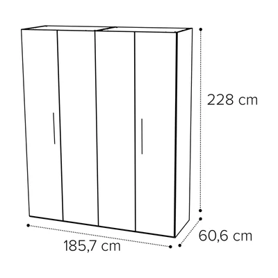 Sematikus ábra és méretek (4 ajtós változat)