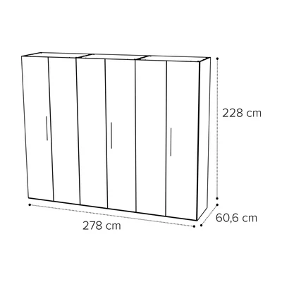 Sematikus ábra és méretek (6 ajtós változat)