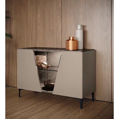 Bézs-márvány tálalószekrény (2 ajtós) – CA Fidia Day