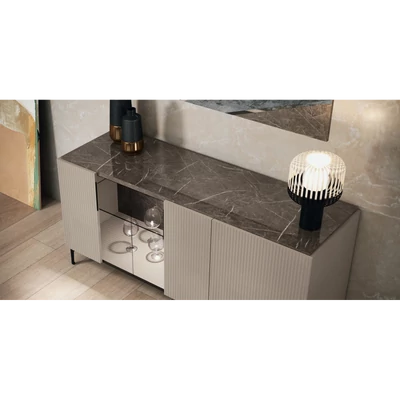 Bézs-márvány tálalószekrény (3 ajtós) – CA Lusso Day