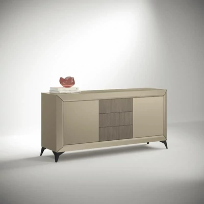 Bézs tálalószekrény; 2 ajtós; 3 fiókkal – CA Prestige Day