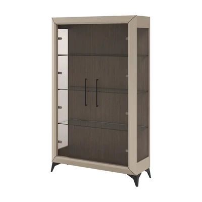 Bézs vitrines szekrény LED-világítással; 2 ajtós – CA Prestige Day