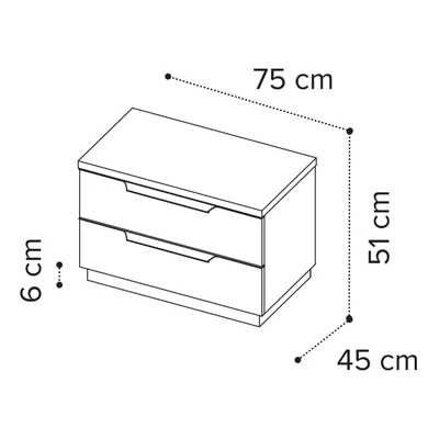 Sematikus ábra és méretek (75 cm széles változat)