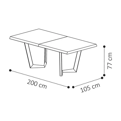 Sematikus ábra és méretek (200x105 cm-es változat)