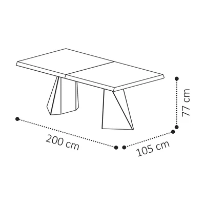 Sematikus ábra és méretek (200x105 cm-es változat)