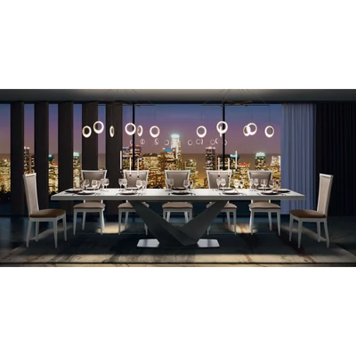 Fehér-antracit étkezőasztal, bővíthető – CA Elite Day Krystal