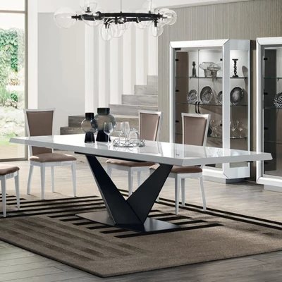 Fehér-antracit étkezőasztal; bővíthető – CA Elite Day Krystal