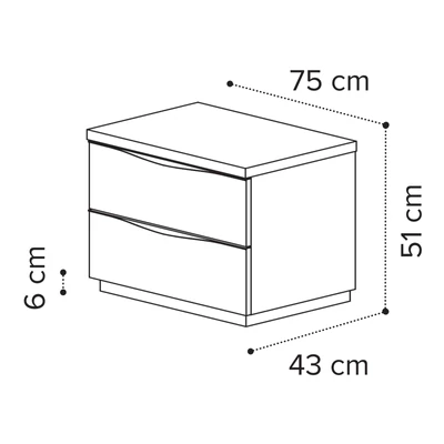 Sematikus ábra és méretek (75 cm széles változat)