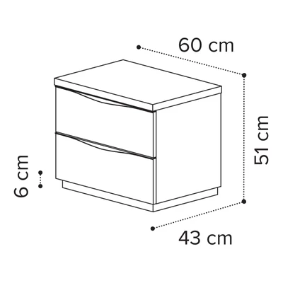 Sematikus ábra és méretek (60 cm széles változat)