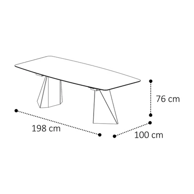 Sematikus ábra és méretek (198x100 cm-es változat)