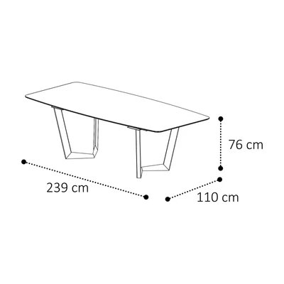 Sematikus ábra és méretek (239x110 cm-es változat)