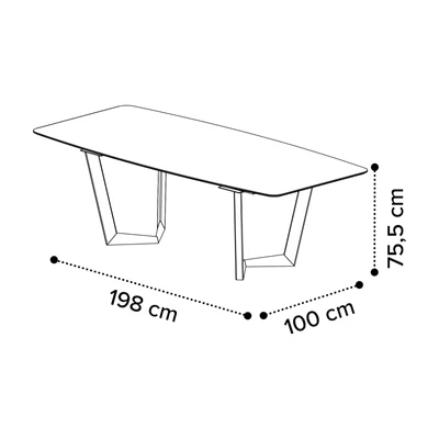 Sematikus ábra és méretek (198x100 cm-es változat)