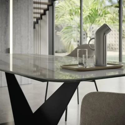 Fekete étkezőasztal kerámia asztallappal – CA Zenith Day Krystal